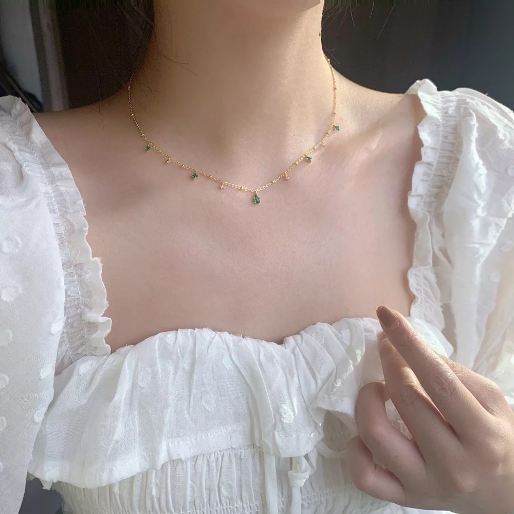 New 18K Gold Vermeil Sterling Silver 925 Crystal adjustable Necklace